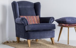 Armchair and stool with pillows